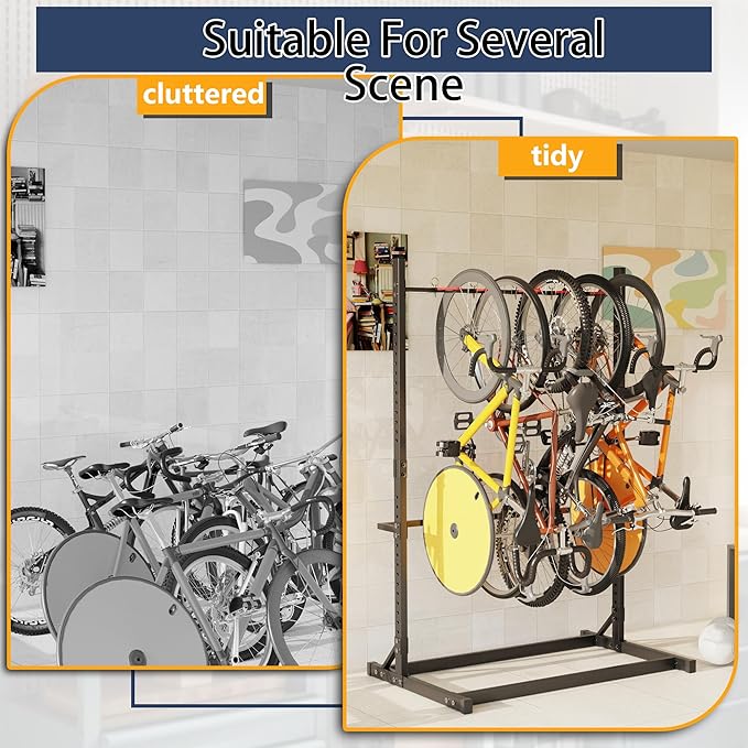 Freestanding Bike Stand for Garage,Bike Rack Garage,Accommodate 5 Bikes Vertical Heavy Type Floor Stand,Suitable Floor Stand MTB Road