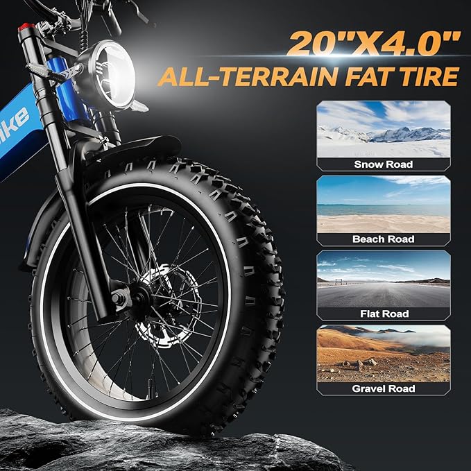 2000W/3000W Peak Motor Electric Bike for Adults, 48V/52V 25AH/30AH Battery Full Suspension Foldable Ebike, 20"x4.0" Fat Tires 35MPH Dirt Bike, 100/120 Miles Hydraulic Brake Magnesium Alloy Motorcycle