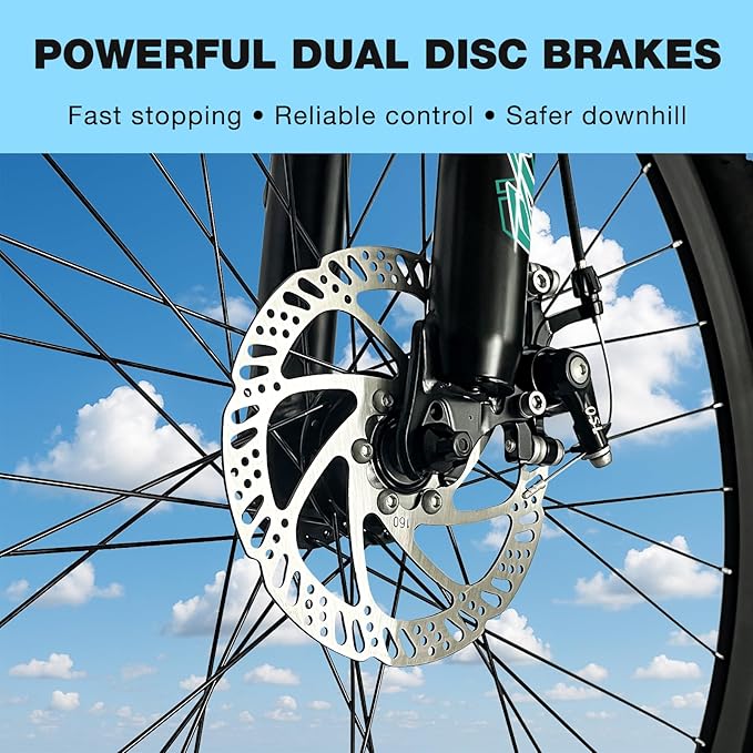 24/26 Inch Mountain Bike for Women & Girls, Twist Shifter, Dual Disc Brakes, Lockout Fork, 2.35" All Terrain Tires, Low Step Steel Frame, 85% Pre-Assembled