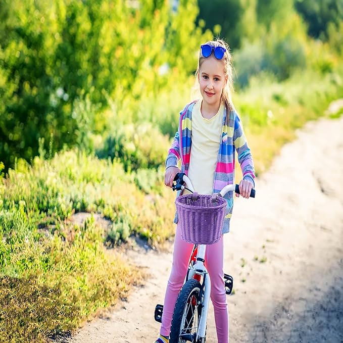 Girl Bike Basket Kid Bicycle Basket with Bike Bell,Bike Streamers,Bike Spoke Beads Bike Accessories Set