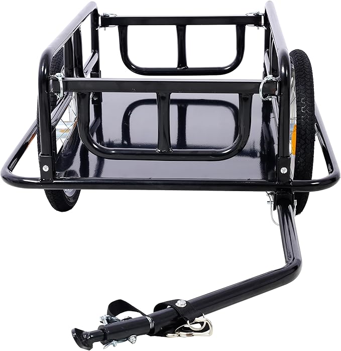 Bike Cargo Trailer, Bicycle Trailer, 110 Lbs Load Capacity, Heavy-Duty Bike Trailer Storage Cart, Foldable Compact Storage with Universal Bike Hitch, 16" Wheels & Reflectors for Camping