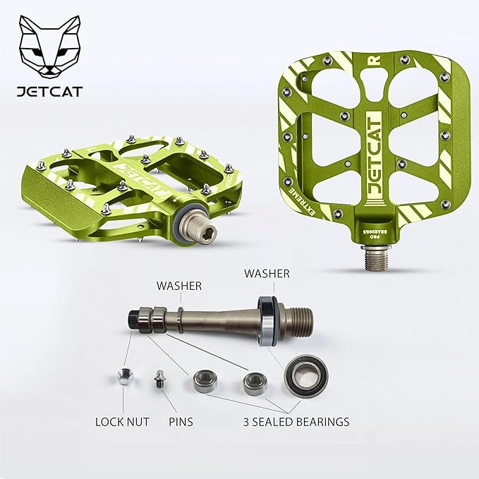 Mountain Bike Pedals Flat - MTB Pedals Flat, Bicycle Pedals, Road Bike Pedals, BMX Pedals, for BMX MTN Road Gravel EBike, Specialized Parts, Adults, Aluminum Metal Stamp 9/16"