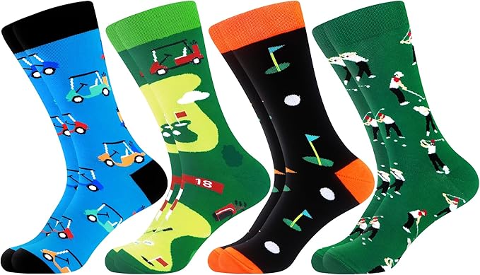 WeciBor Men's Dress Funny Crazy Colorful Novelty Combed Cotton Crew Socks 12 Pack - Size 7-10/10-13/13-15