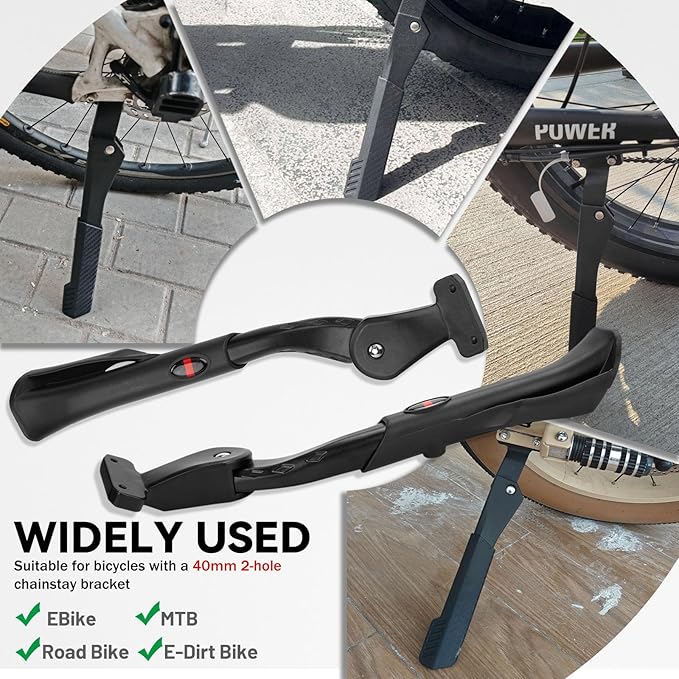 Adjustable Bike Kickstand Heavy Duty Rear Mount Kick Stand for 40mm 24-29 Inch Aluminum Kickstand for Adult Kids Bike Mountain Bike Ebike Mini Bike Electric Dirt Bike MTB