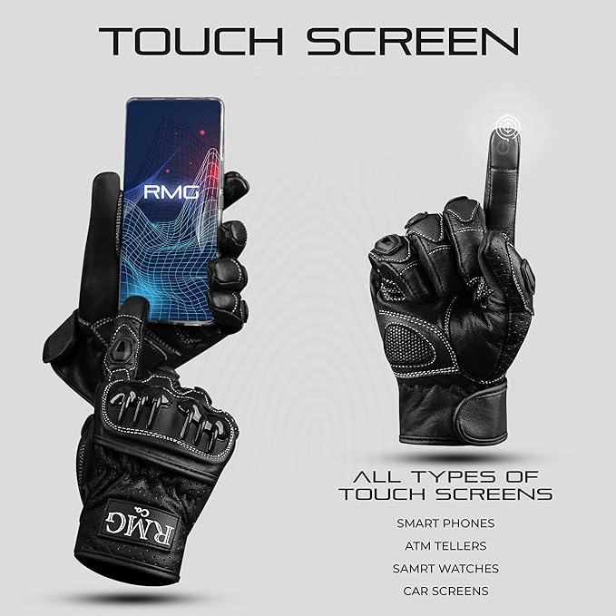 Motorcycle Gloves for Men and Women – Motorbike Powersports Racing Gloves with Hard Knuckle, Anti-Slip Palms, and Touchscreen Perfect for BMX ATV MTB Riding, Dirt Bike, Road Racing