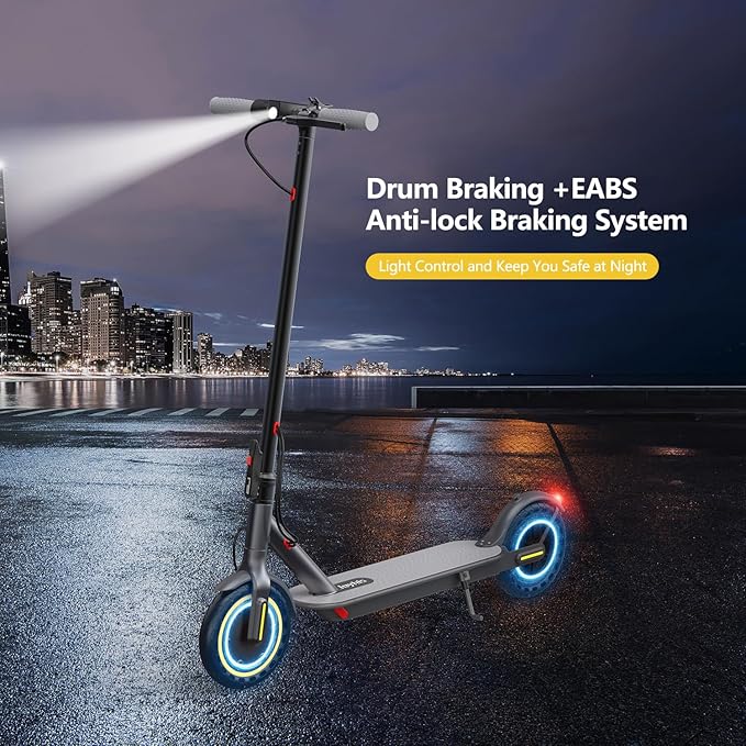 Electric Scooter for Adults - 19/22MPH & 15/22Mile Range, 8.5"/10" Solid Tires Folding Commuter E-Scooter with Dual Suspension, App Control & Dual Brake System, with Seat