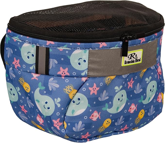 Kids Bike Basket,Durable Front Frame Bicycle & Scooter Basket Bag,Waterproof Fabric Bicycle Handlebar Bag for Boys, Girls, Toddlers with Zipper Mesh Lip (Blue Ocean)