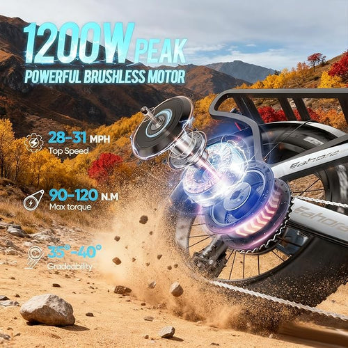 2026 eAhora Juliet Pro 2 EBike - Dual Motor 5400W/1200W 30-43MPH 60V 70Ah 200Mile Long Range Electric Bike for Adults, 20'' Fat Tire Fast Electric Mountain Bike Full Suspension Electric Bicycle