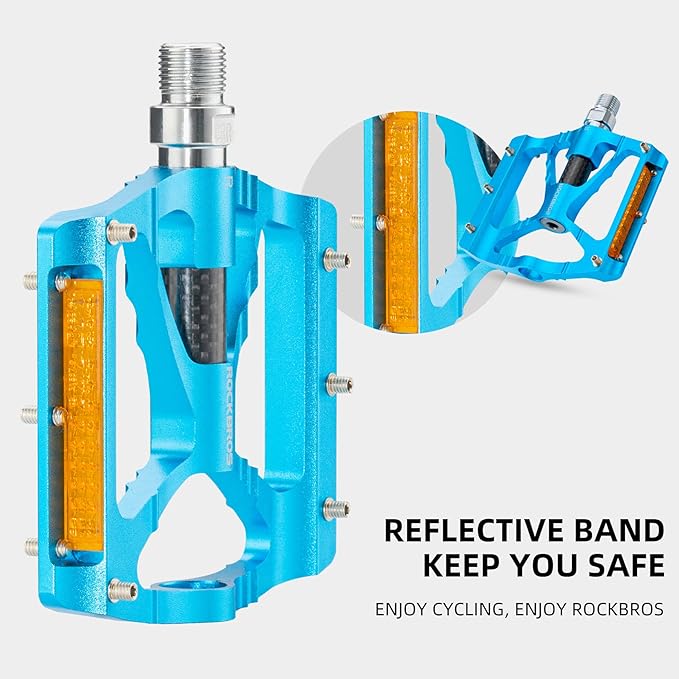 ROCKBROS Mountain Bike Pedals MTB Pedals CNC Non-Slip Lightweight Aluminum Alloy Bicycle Pedals Sealed Bearings Bicycle Platform Pedals 9/16" BMX Road Bike Pedal