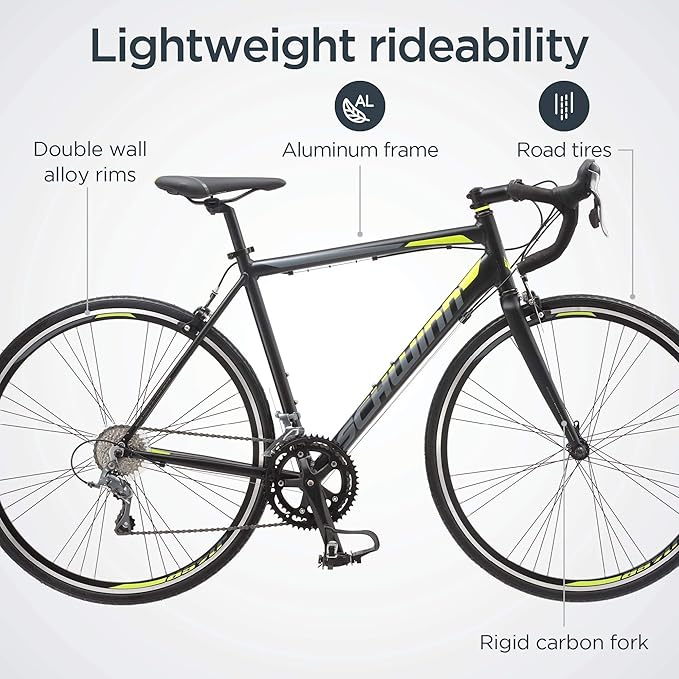 Schwinn Phocus 1.6 Disc Road Bike, 700c Bike for Men and Women, 16-Speed Road Bicycle, Lightweight Aluminum Frame, Alloy Carbon Fork, Disc Brakes, Aerodynamic Riding Position, Bikes for Adults