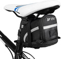 BV Strap-On Bike Bag with Reflective Material - Saddle Bag with Seperate Divider for Small Items for All Your Essentials - Bike Pouch with Taillight Hanger for Maximum Safety