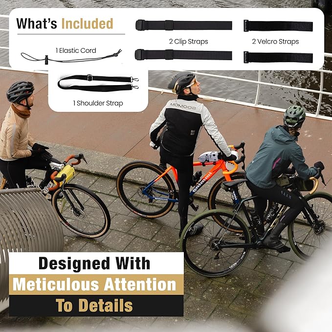 Lumiere & Co. Bike Handlebar Bag – Minimalist Design – 3 Size options, Multiple Colors – Clip Straps, Hook & Loop, Shoulder Strap