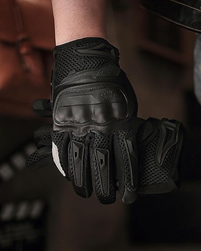IRON JIA'S Motorcycle Gloves for Men and Women - Motorbike Powersports Racing Gloves with Hard Knuckle Touchscreen for BMX ATV MTB Riding (Black M)