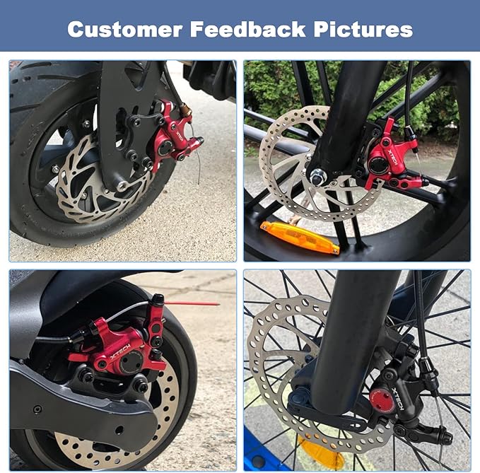 HB-100 Line Pulling Hydraulic Disc Brake Calipers, Mechanical Disc Brakes for MTB, Mountain Bike, E-bike and Electric Bike 2PCS Front/Rear Red