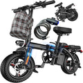 Electric Bike for Adults and Teens, 520W-560W Motor, 20-24MPH, 32 Miles Range, 48V 10Ah Battery, 3-Level Pedal Assist, 14" Foldable Mini Electric Bicycle, UL 2849 Certified
