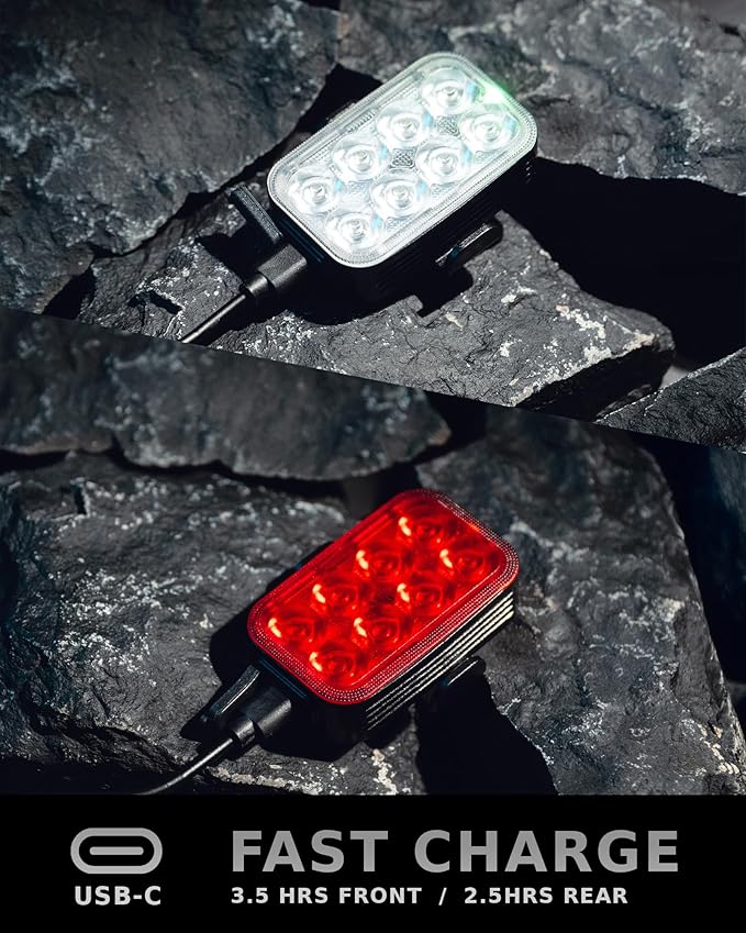 2026 NP-MAX Bike Lights Slim USB-C Rechargeable Front and Back Lights, Front & Rear Taillight Set, Bicycle Light Safety, Mini Bike Light LED, Ebike Riding Accessories, Waterproof, Visible Day & Night