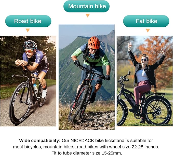 Adjustable Bike Kickstand, Aluminum Bicycle Kickstand, Rear Mount Kickstand, Bike Kick Stand for Mountain Bike/700 Road Bike/BMX for 22'' 24'' 26'' 27.5'' 28" Adult Bike Kickstand