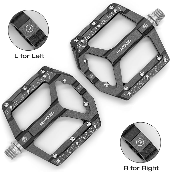 Road/Mountain Bike Pedals -Non-Slip Bicycle Flat Pedals Aluminum 9/16" - 3 Sealed Bearing Lightweight Platform Pedals for Road Mountain BMX MTB Bike