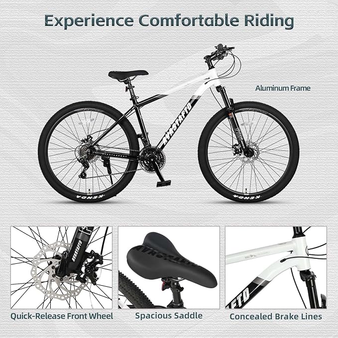 AVASTA Earth 26 27.5 inch Mountain Bike with 21-Speed, Aluminum Frame, Dual Disc Brake, Comfortable Saddle, Multiple Colors