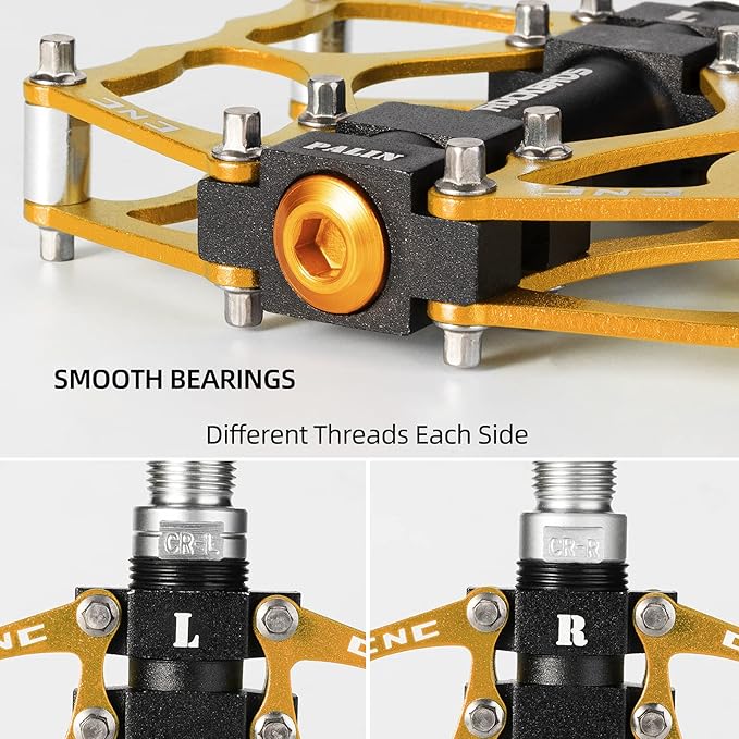 ROCKBROS Mountain Bike Pedals MTB Pedals CNC Non-Slip Lightweight Aluminum Alloy Bicycle Pedals Sealed Bearings Bicycle Platform Pedals 9/16" BMX Road Bike Pedal