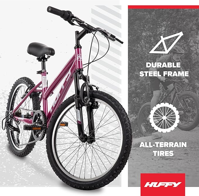 Huffy Stone Mountain Bike for Men and Women, 20”/24”/26”, 6-Speed (20”) or 21-Speed, Front or Dual Suspension (Varies), Multiple Colors, Adjustable Saddle, Shimano Equipped, All-Terrain Tires