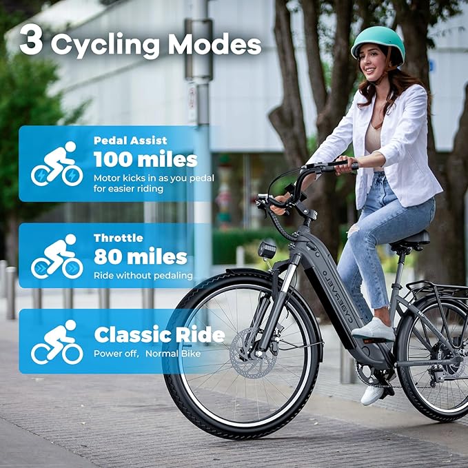 1000 Peak Electric Bike for Adults,up 80 Miles 25AH Removable Battery Ebike, 26" Electric E Bike with 7-Speed,Adult Electric Bicycles for Commute Beach Snow Man Womens All Terrain