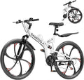 Betterland 26 Inch Mountain Bike, 21 Speeds Full Suspension Folding Bikes, Dual Disc Brake, High Carbon Steel Frame and Non-Slip Quick Release tire Bicycle for Adult