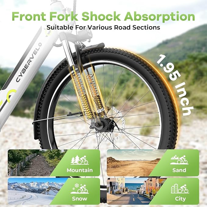 1000 Peak Electric Bike for Adults,up 80 Miles 25AH Removable Battery Ebike, 26" Electric E Bike with 7-Speed,Adult Electric Bicycles for Commute Beach Snow Man Womens All Terrain