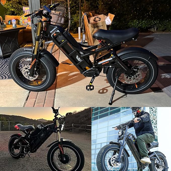 eAhora Romeo Pro/Ⅱ Electric Bike - 2025 34-40MPH 2500W Adults 52V/60Ah 200Mile Long Range Electric Bike, 20"*4.5 Fat Tire Fast Mountain E-Bike Off-Road Full Suspension Electric Bicycle for Men Women
