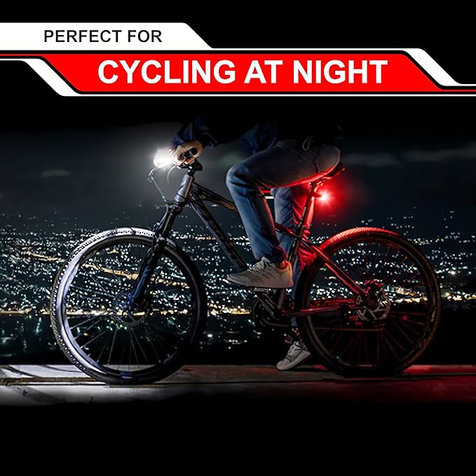 STONEBROOK 1800LM Bike Lights Set, Bicycle Headlight and Tail Light Set, Rechargeable Headlight & 7-Mode Taillight, IP65 Waterproof, Emergency USB Charging,Fahrradlampe for Night Riding