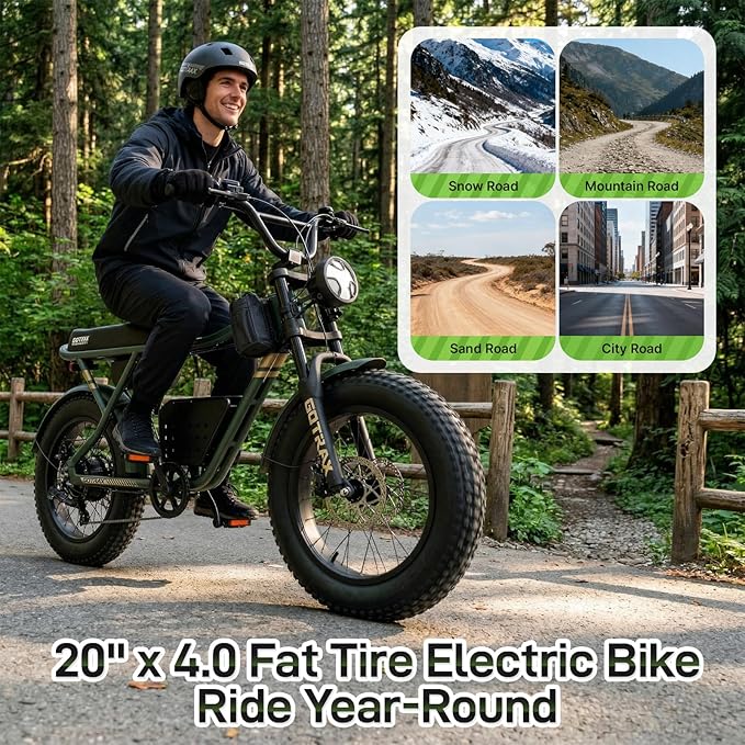 Gotrax R7 Electric Bike for Adults, 750W Motor, 25mph, Max 45-Mile Range, 20" Fat Tire, UL Certified, 48V Removable Battery, Oversized Padded Seat, Basket&Frame Bag, Easy Assembly for City&All-Terrain