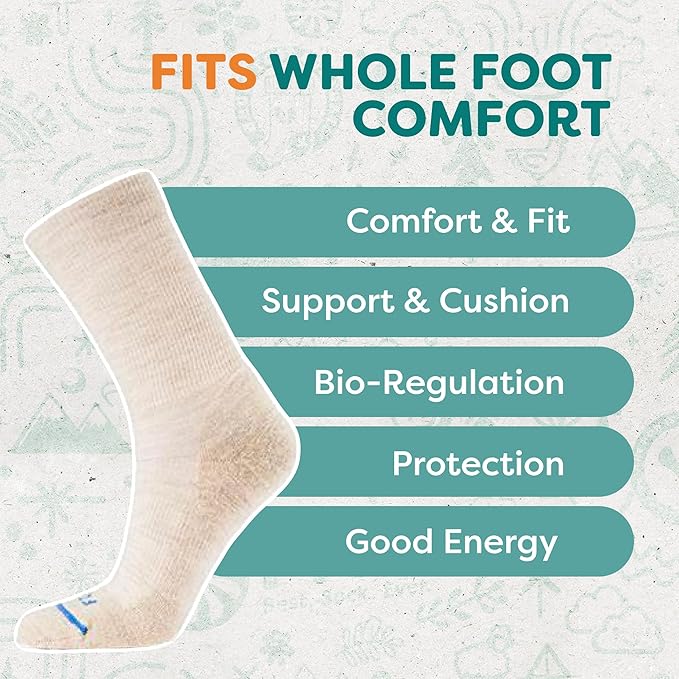 FITS Light Cushion Crew Socks, Sweat & Odor Resistant, Temperature Regulating Merino Wool Hiking Socks