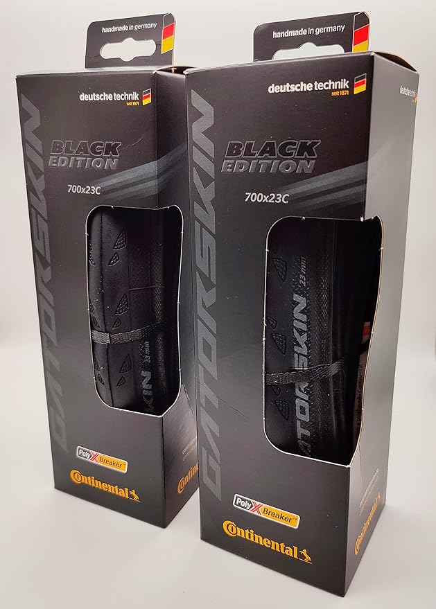 Continental Gatorskin Black Edition - Road Bike Tire | Tough Tire for Daily Riding - PolyX Breaker, Duraskin, 2 Pack