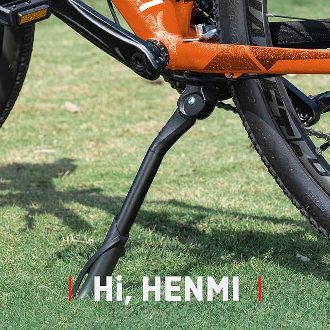 HENMI Center Mount Bike Kickstand for Adult Bikes, Adjustable Bicycle Kickstand for Most 24"-29", Non-Slip Sole, Aluminum Alloy Material, for Mountain Bike Road Bike