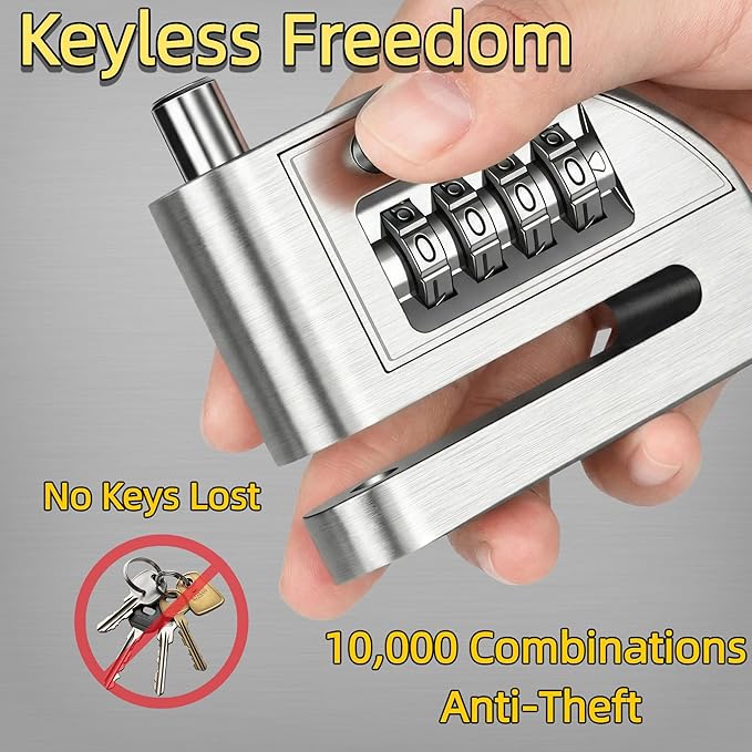 Motorcycle Disc Lock, Anti-Theft 4 Digit Combination, E-Bike, Scooter & Off-Road Motorcycle & Mountain Bike, Heavy Duty Keyless Security with High-Strength Alloy, No Alarm Mechanical Design