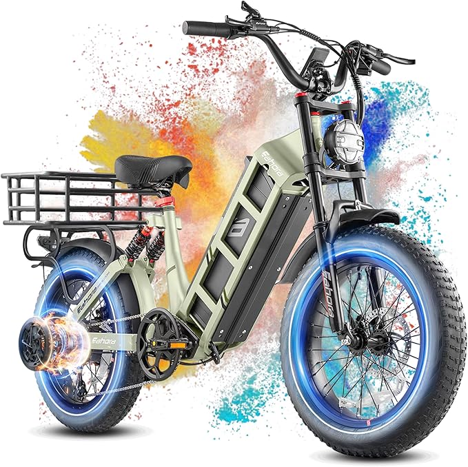 2025 eAhora Juliet Pro 2 5400W/1200W 43/34MPH Dual Motor | 60V 70Ah/52V 60Ah 200-220+Miles Long Range Ebike for Delivery and Commuting | 20'' Fat Tire Full Suspension Electric Bike for Adults
