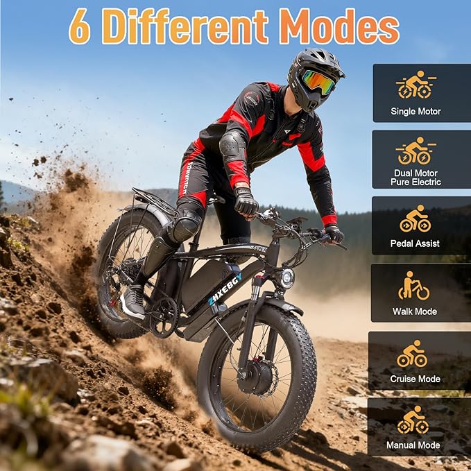 9000W Peak 60V 1560Wh Battery High-Power Dual Motor Ebike, 46MPH 90-100 Miles Long Range, Fat Tire Electric Bike for Adults Men with Hydraulic Disc Brake Electric Bicycle for Off-Road
