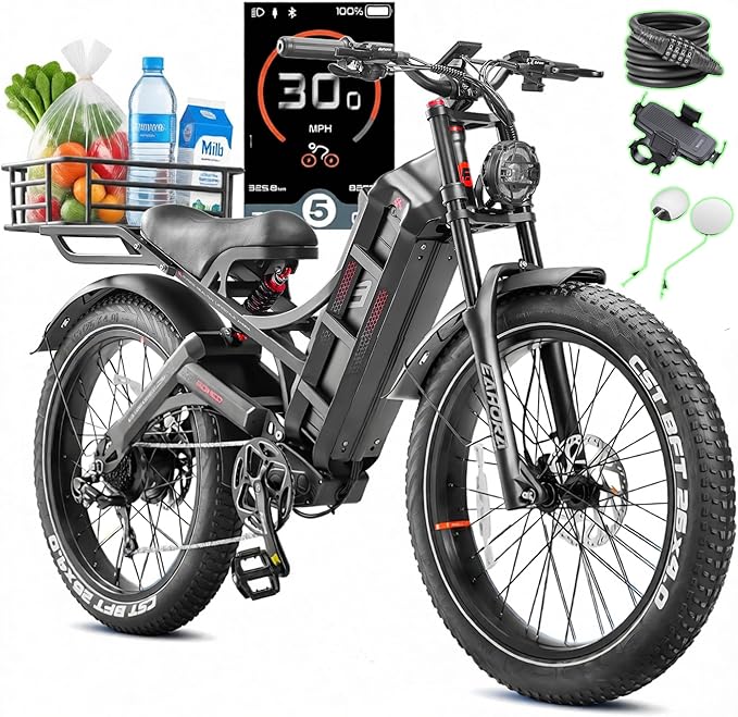 eAhora Romeo Pro 3/2 [2026] 46-50 Mph Electric Bike for Adults, Peak 5600W Dual Motor Ebike, 60V/52V 80Ah/70Ah 250 Miles Long Range E Bike, 26”*4.0 Fat Tire Air Full Suspension Off-Road E-Bike
