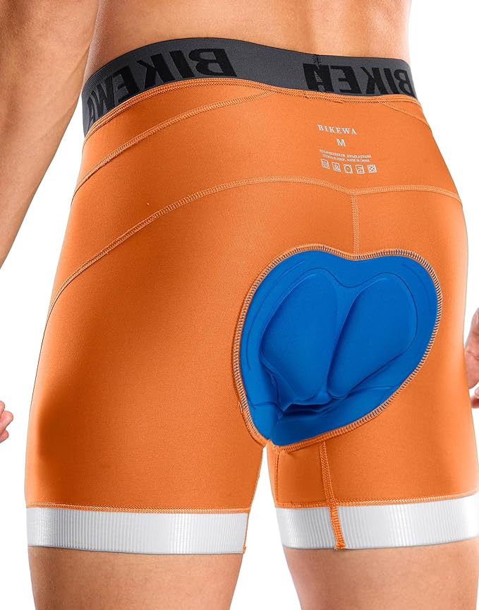 Bikewa Men's Cycling Underwear with Anti-Slip Leg Grips 4D Padded Bike Shorts MTB Liner for Bicycle Biking Riding
