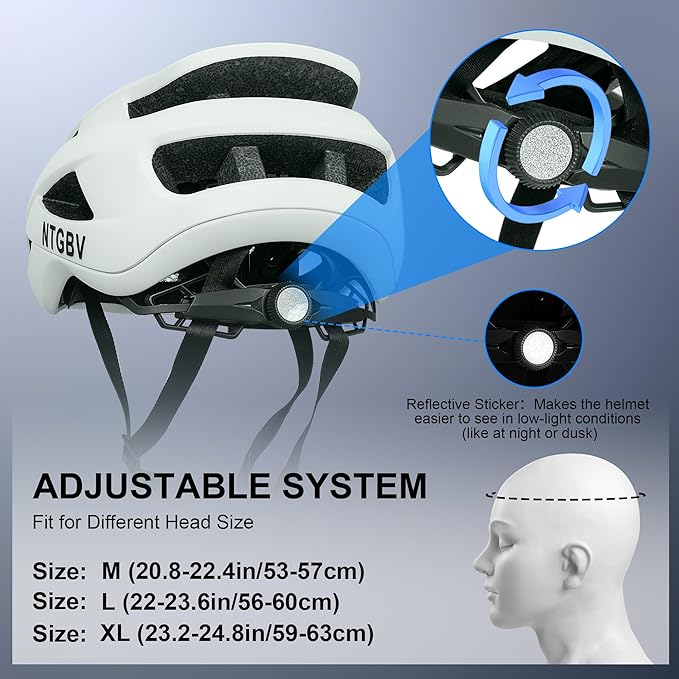 Adult Bike Helmet for Men/Women with Helmet Bag 2 Removable Moisture-Wicking Liners Adjustable Dial Comfort Fit Lightweight Shockproof CPSC 1203 Safety Certified for Road-Ready/Urban-Commute/MTB