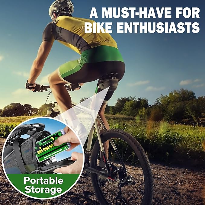 Bike Tube Patch Kit with Vulcanizing Patches - Assorted Sizes, Portable Bicycle Tire Repair Patches for Road, Mountain Bike, Scooter & Ebike Emergency