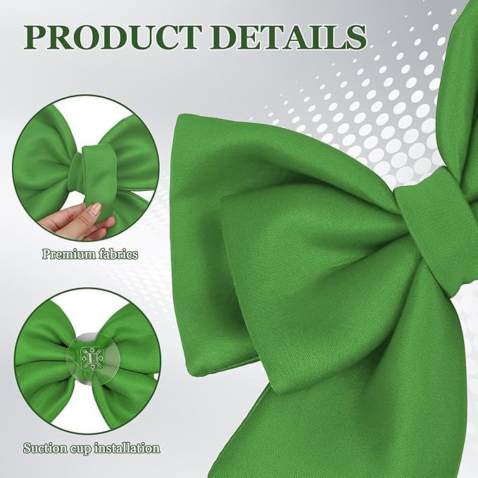 Bow Helmet Accessory, 8.07"x11.22" Stylish Motorcycle Helmet Bow Decoration for Women, Removable Cute Fashion Ribbon Bows Ornament for Motorcycle Scooter E-Bike Helmets (Green)