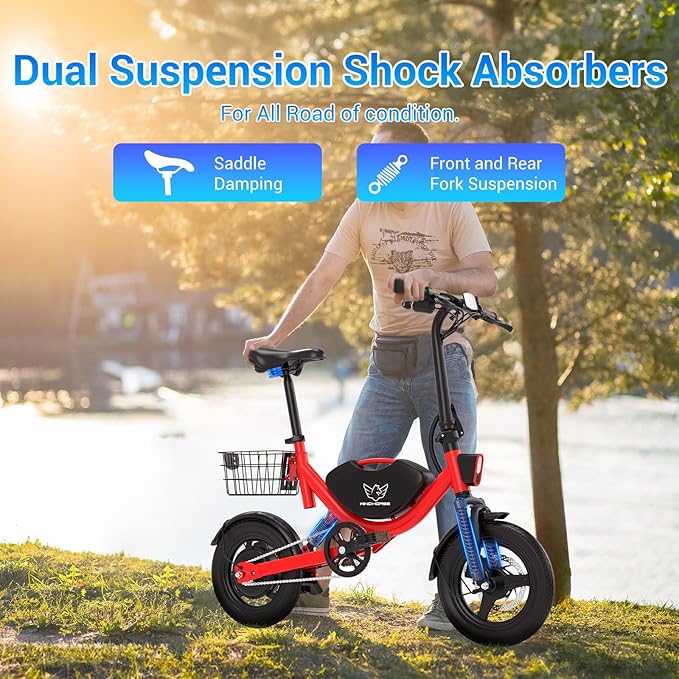 SEHOMY Folding Electric Bike for Adults 330LBS, 710W Peak Motor, 22mph ults Electric Bicycles, 14" Foldable Ebike for Teen 13+, 36V Battery, 35MIles Range, Throttle & Pedal Assist, Commuter Ebikes,
