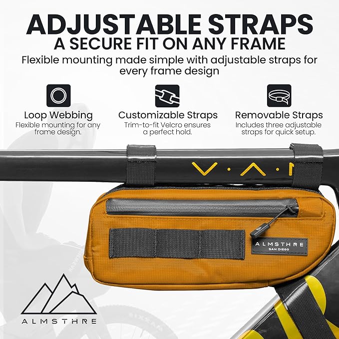 ALMSTHRE Bike Frame Bag | Weather-Resistant, Waterproof Zippers & Dual-Sided Access for Road, MTB, and Ebike Frames