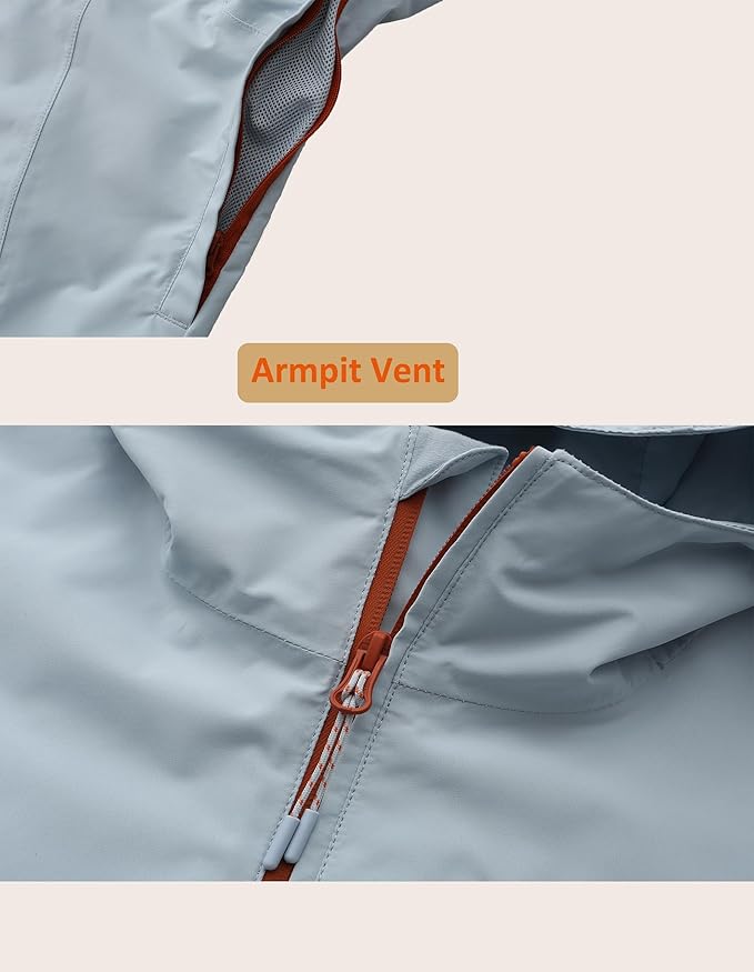 Mens Lightweight Hooded Waterproof Rain Jacket Breathable Raincoat Shell for Outdoor Mountain Hiking