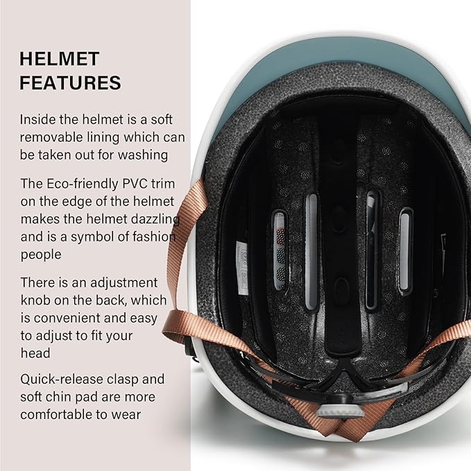 Exclusky Bike Helmet for Adults,Adjustable Cycling Helmet for Men & Women Safety Certified Bicycle Helmet for Commuting, Road Biking, Skating with USB Rechargeable Rear Light