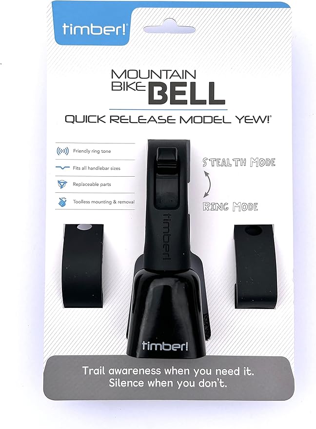 Timber Mountain Bike Bell - Quick Release Model Yew! - Multi-use MTB Trail Bell with Dual Modes