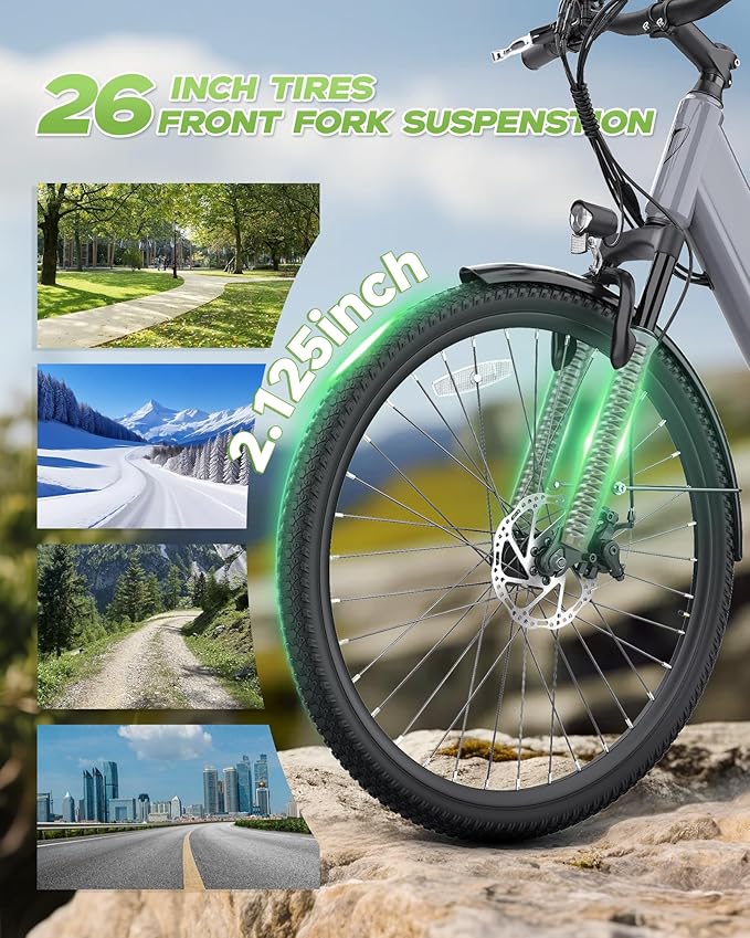 Electric Bike for Adults, 1200W Peak Commuter Ebike with 48V Built-in Battery 26" City Step Through E-Bike 7-Speed 65Miles 20Mph Urban Electric Bicycles for Women Men Teens