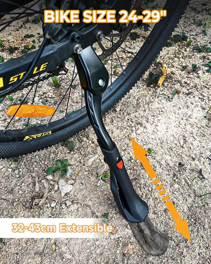 Wakano Heavy Duty Bike Kickstand 24"-29", Max Load 170 LBS, Non-Slip Large Foot with Cleats for Electric Bike, Adult Bike, Mountain Bike, Fat Tire Bike.