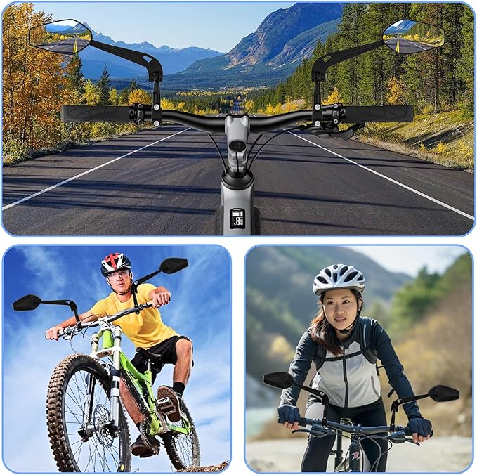 2PCS eBike Mirrors for 22-25mm handlebars, 360° Adjustable Bike Mirror Handlebar Mount, HD Scratch Resistant Handlebar Rearview Mirror, Bike Accessories for Ebike Mountain Road Bike